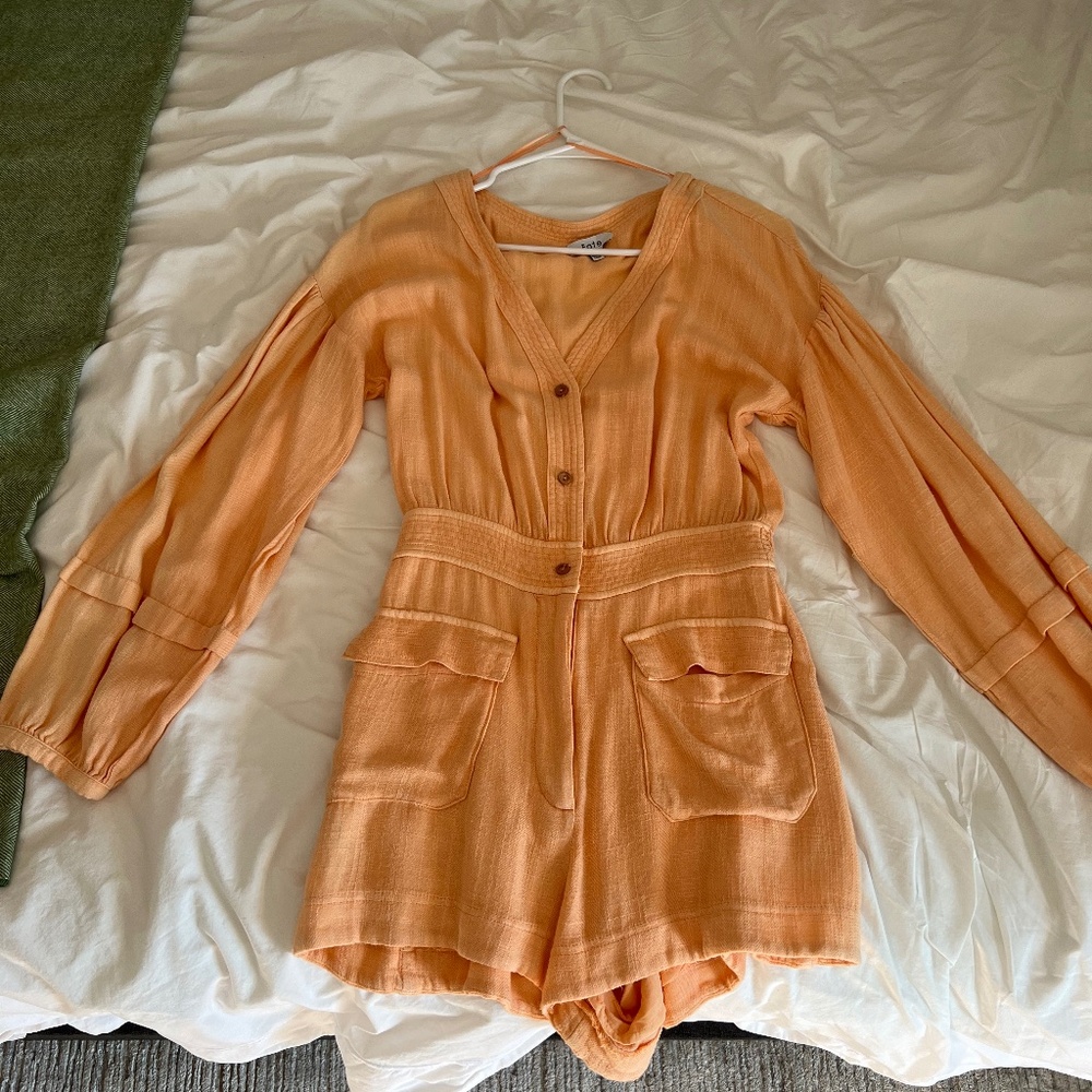 Long-Sleeve Romper - Orange